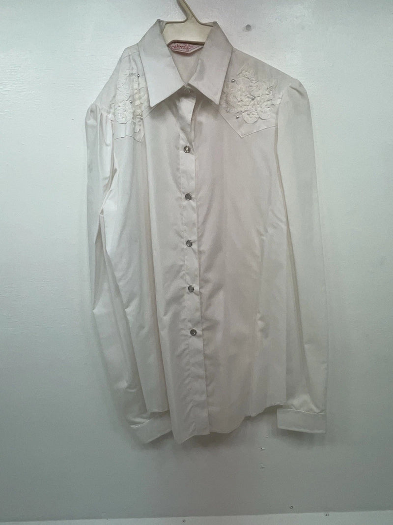 New Women’s White H Bar C Long Sleeve Button Up Shirt 3B-34