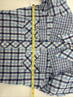 New Men’s Stockman Blue Plaid Long Sleeve Pearl Snap 14.5 Small AA-67