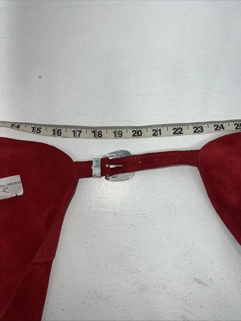 NOS Red Whitman Show Chaps With Fringe XL Adjustable Waist 40” I-66