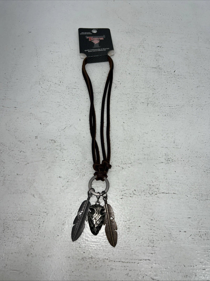 New Women’s Twister Leather Feather Necklace. 32138 A-83
