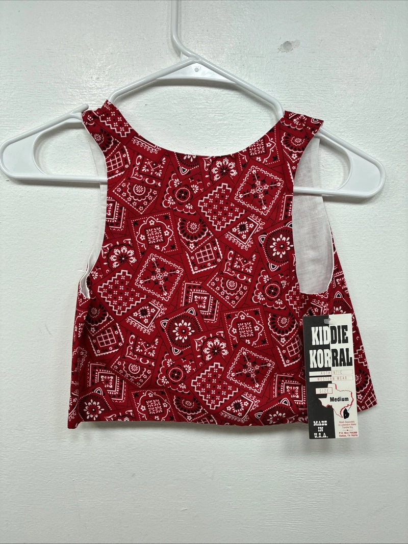 New Kids Kiddie Korral Red Western Design Sleeveless Vest Size Medium YY-33