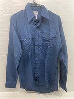 New Men’s Dickson Genkins Blue Long Sleeve Preal Snap 15 X 35 Medium B-125