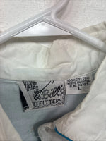 New Women’s Mine & Bills White Blue Long Sleeve Button Up Large TT-58