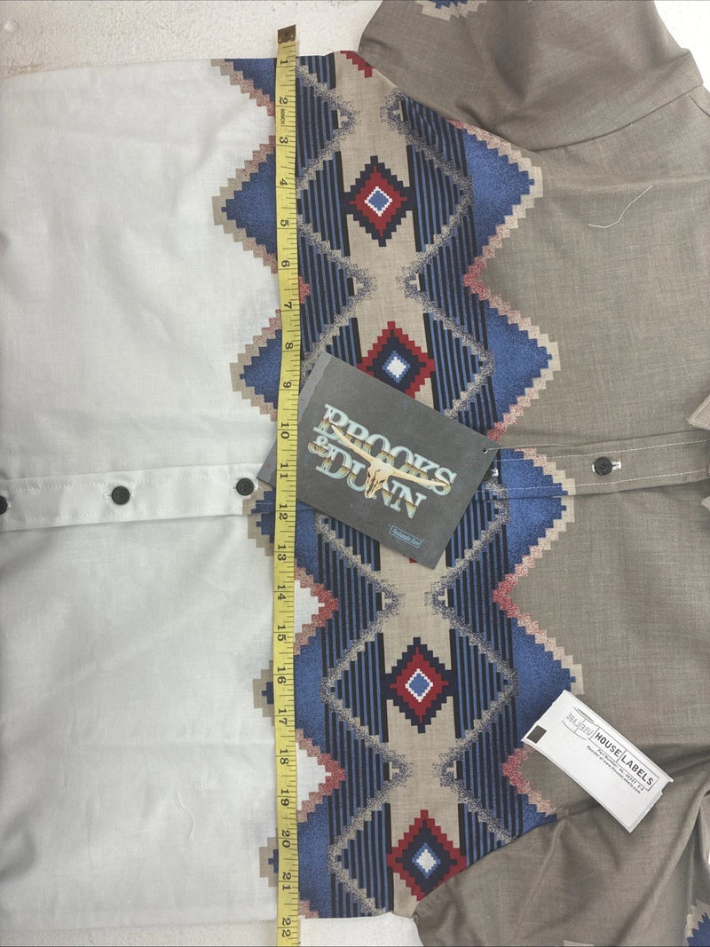 New Women’s Brooks & Dunn Tan Design Long Sleeve Button Up Medium MM-102