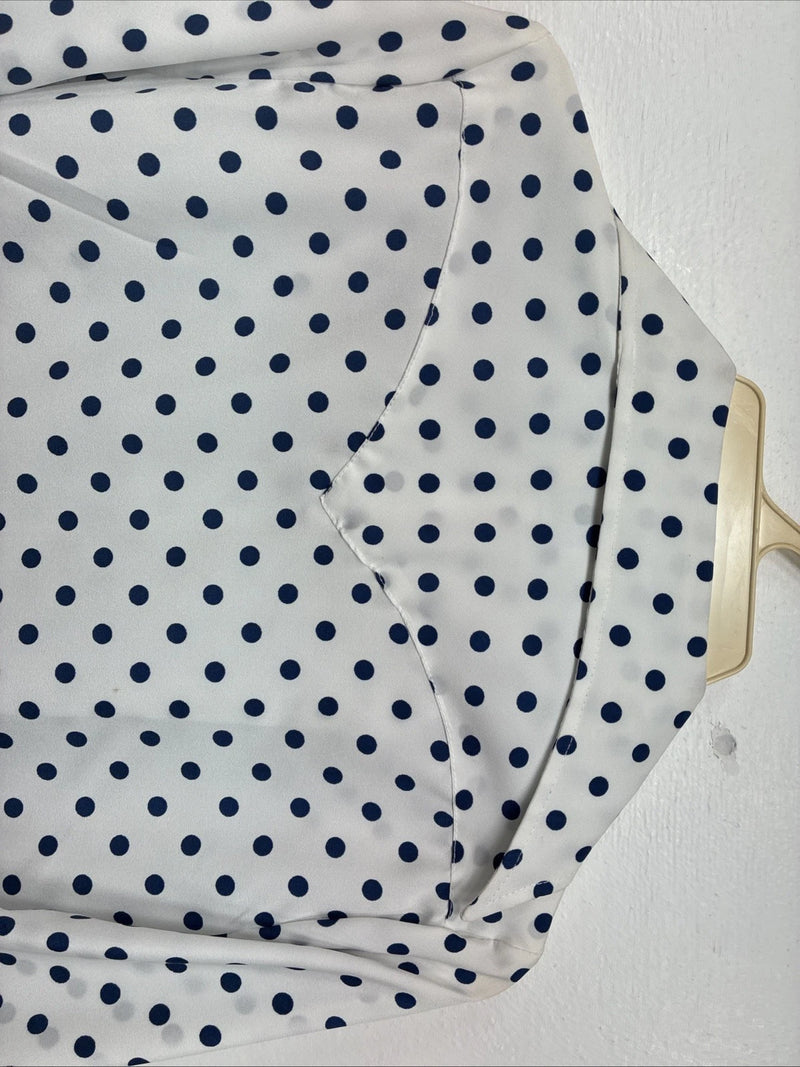 New Women’s Dickson Jenkins White Polkadot Long Sleeve Pearl Snap Size 30 KK-60