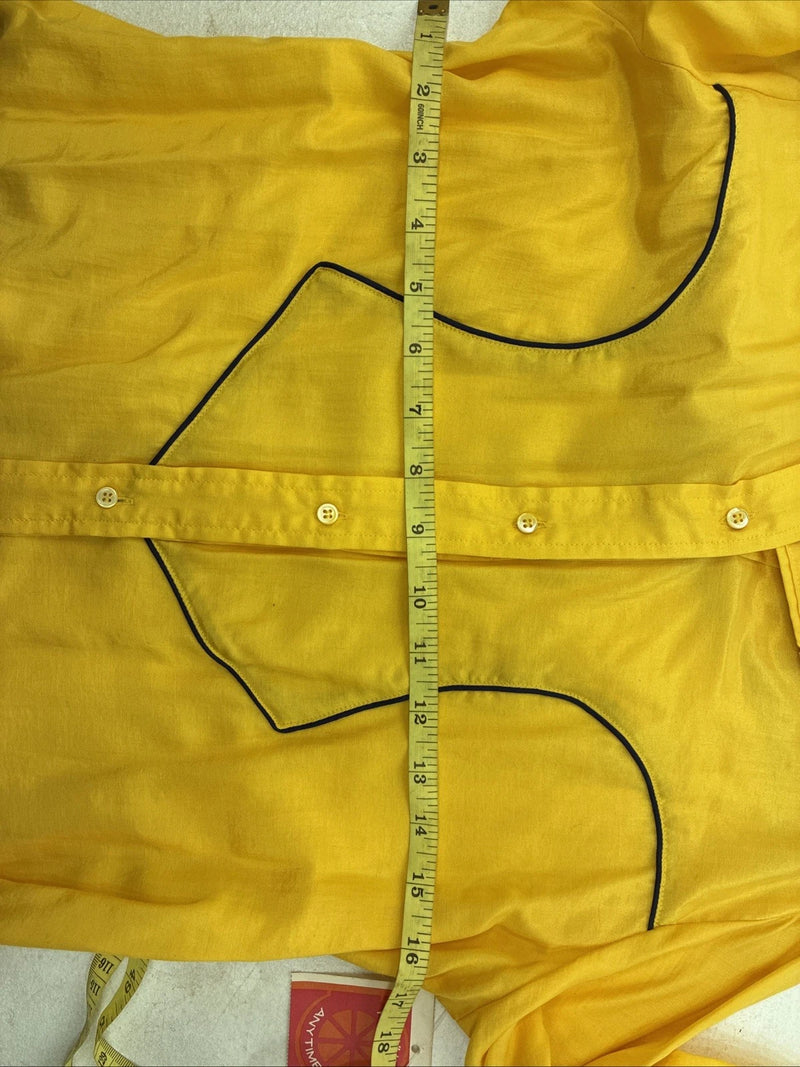 New Women’s Pioneer Wear Yellow Blue Long Sleeve Button Up Medium YY-77