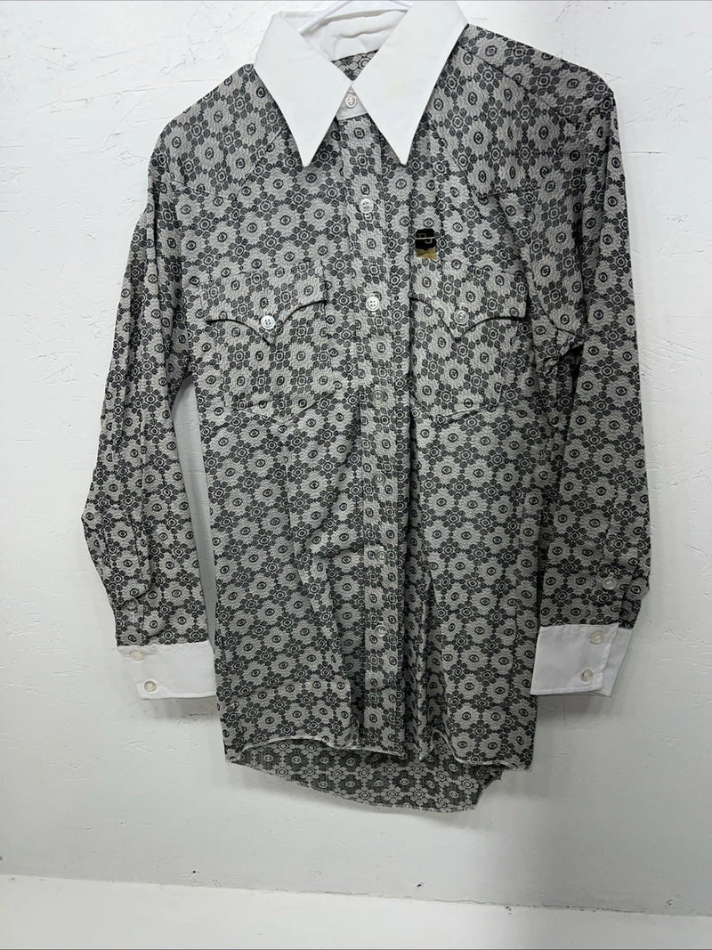 New Men’s Gray Mr.nick Button Up Long Sleeve Shirt 15.5x32 M I-57