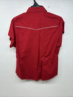 New Women’s Cumberland Red Short Sleeve Pearl Snap Medium MM-87