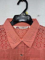 New Women’s Cumberland Pink Designed Long Sleeve Pearl Snap Large II-99