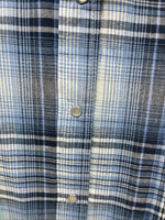 New Women’s Cumberland Blue Plaid Long Sleeve Pearl Snap 3XL GG-48