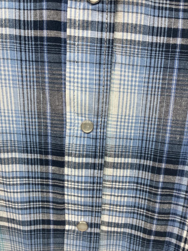 New Women’s Cumberland Blue Plaid Long Sleeve Pearl Snap 3XL GG-48