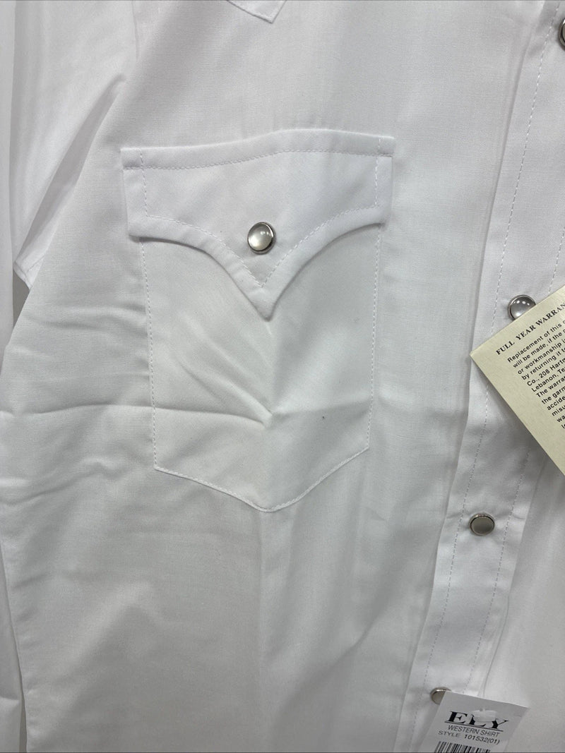 New Boys ELY Cattleman White Long Sleeve Pearl Snap Size 16 KK-46