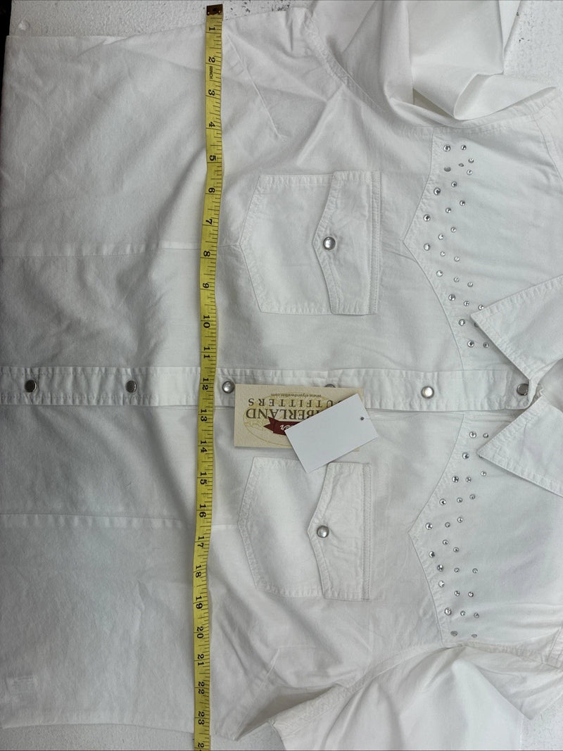 New Women’s Cumberland White Gem Long Sleeve Pearl Snap Size 1X KK-83