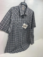 New Men’s ELY cattleman Blue Short Sleeve Pearl Snap 3XL E-27