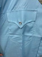 New Women’s Champion Western Blue Design Long Sleeve Pearl Snap 15.5 MM-24