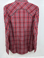 New Men’s ELY 1878 Red Black Plaid Long Sleeve Pearl Snap Large Q-69