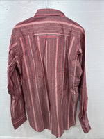 New Men’s H Bar C Pink Stripe Long Sleeve Pearl Snap Large X-54