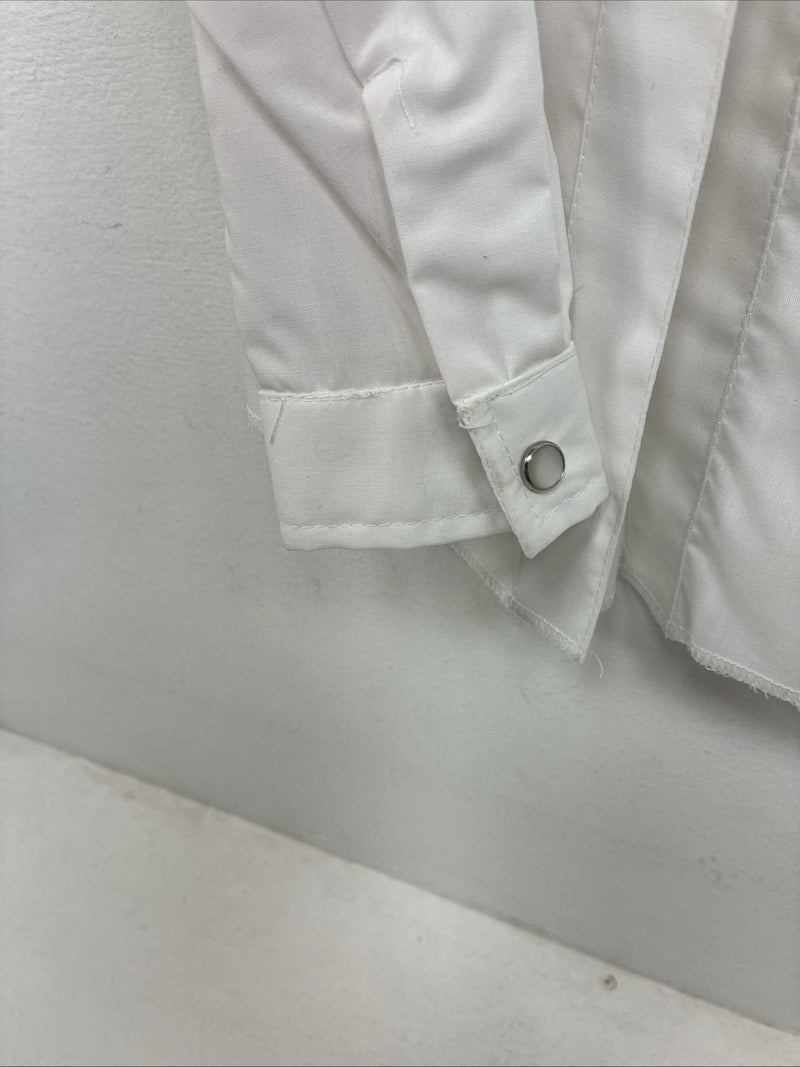 New Women’s H Bar C White Design Long Sleeve Pearl Snap Size 28 KK-49