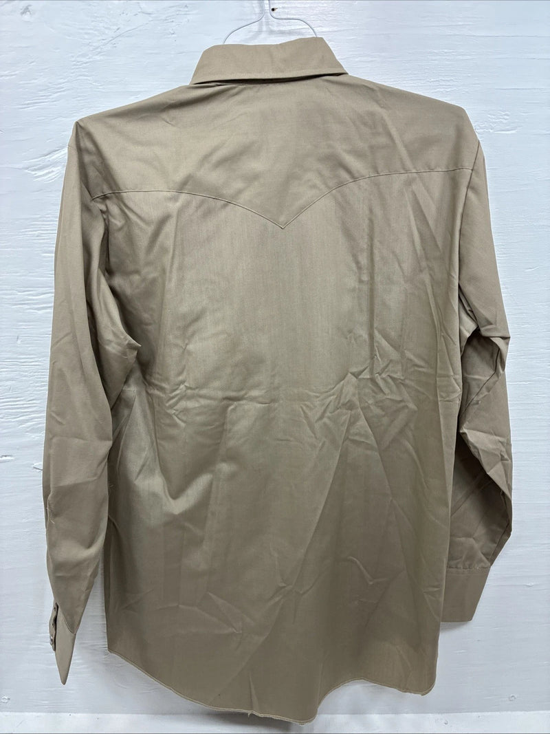 New Men’s H Bar C Brown Simple Long Sleeve Pearl Snap 16 X 33 Large A-65
