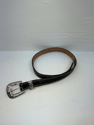 New Black Genuine Leather Tooled 28” Belt #101 Z-132