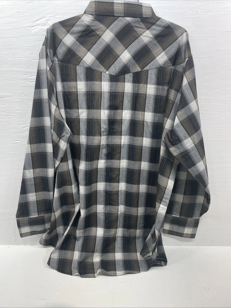 New Men’s ELY Cattleman Brown Long Sleeve Pearl Snap 3XL E-26