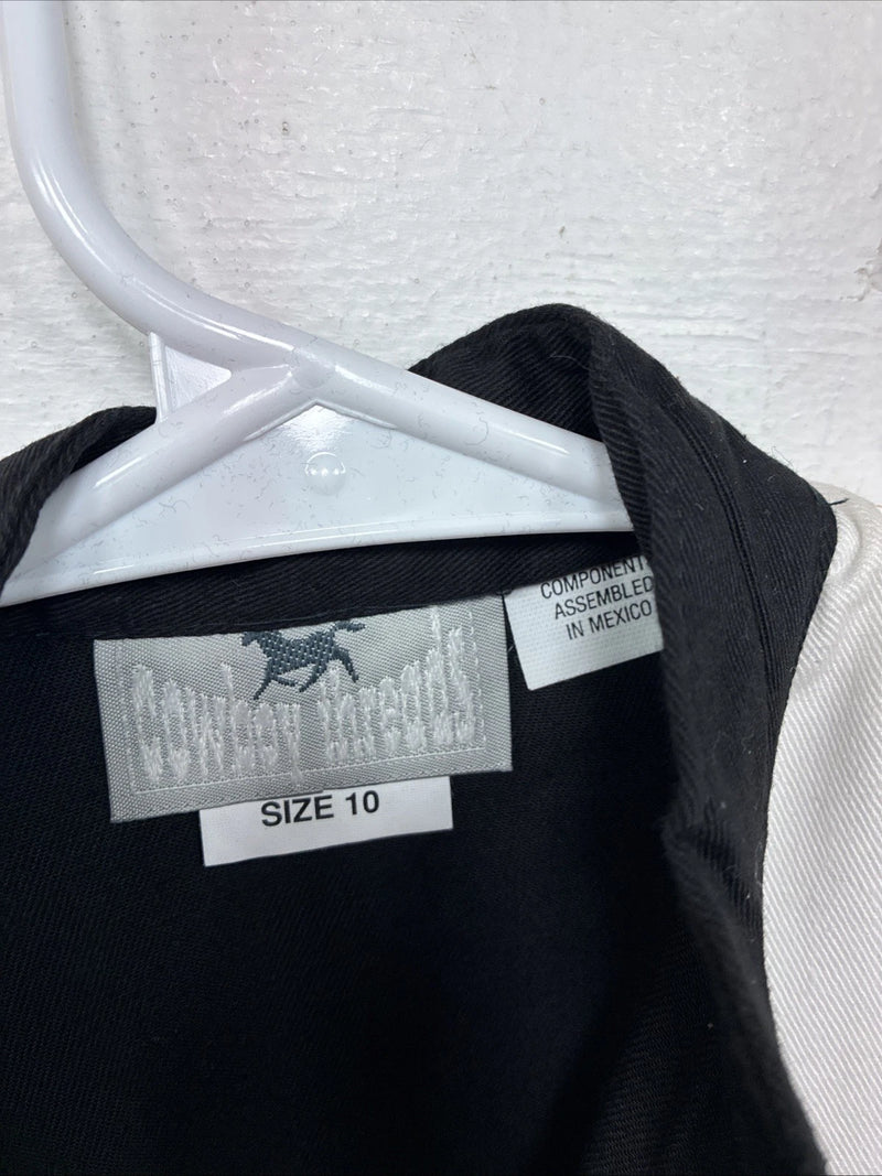 New Kids Cowboy Threads Black White Long Sleeve Button Up Size 10 TT-26