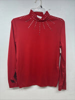 New Glassy Kowgirls Red Gem Long Sleeve Show Shirt Medium TT-103