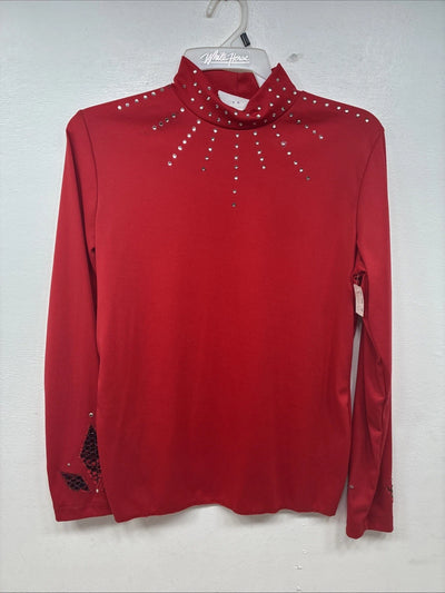New Glassy Kowgirls Red Gem Long Sleeve Show Shirt Medium TT-103