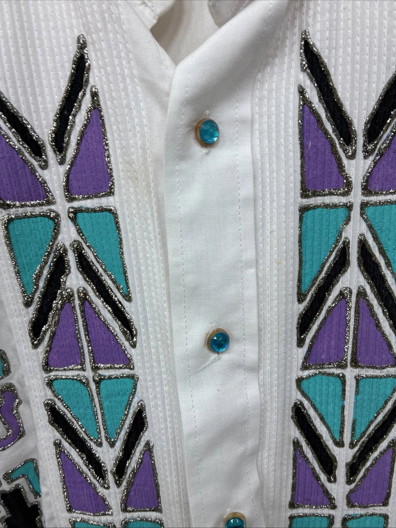 New Women’s Chaplin White Designed Long Sleeve Button Up Medium YY-76