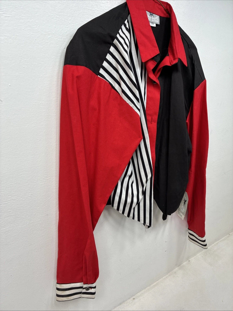New Women’s Cowboy Threads Black Red Long Sleeve Button Up Large TT-77