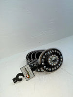 New Black Genuine Leather Nocona Silver Bling Beaded L Belt #N3424601 JJ-70