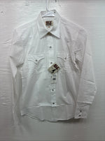 New Boys ELY Cattleman White Long Sleeve Pearl Snap Size 14 AA-41