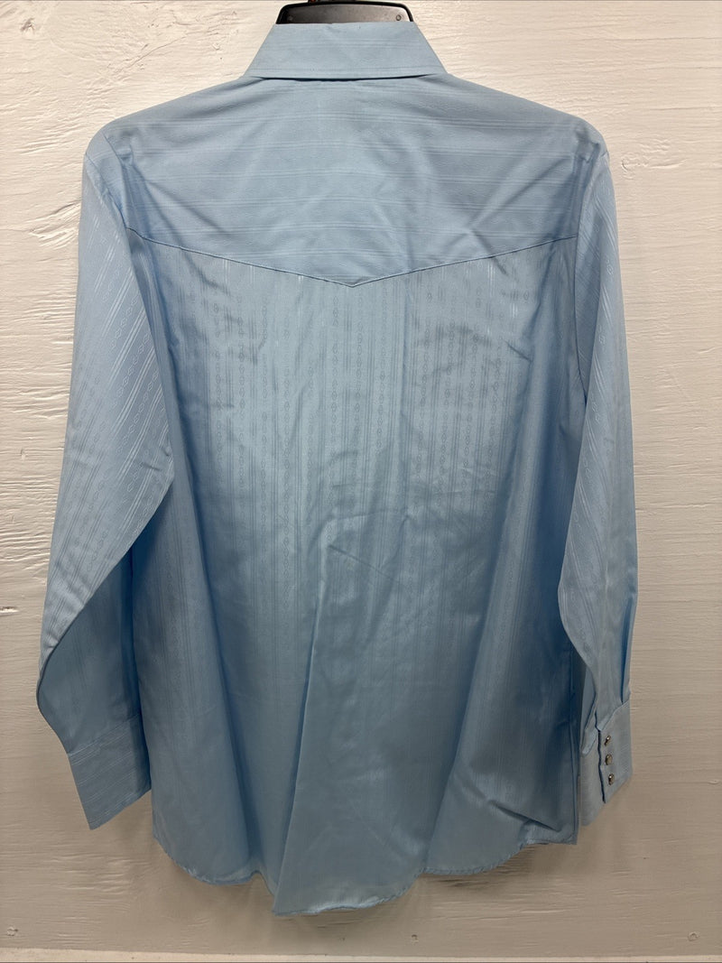 New Men’s ELY Cattleman Blue Stripe Long Sleeve Pearl Snap Medium J-81