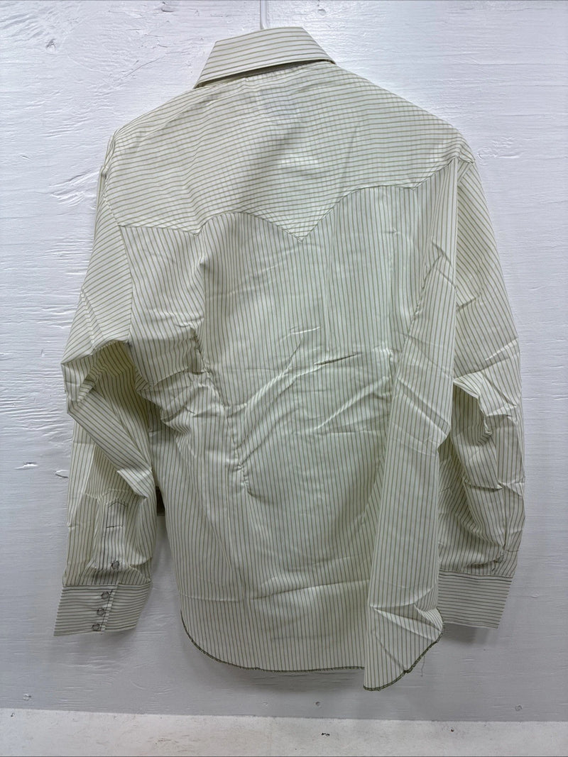New Men’s Miller Green Stripe Long Sleeve Pearl Snap 16 X 35 Large CC-60