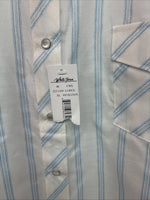New Women’s White Horse White Blue Stripe Long Sleeve Pearl Snap XL GG-71