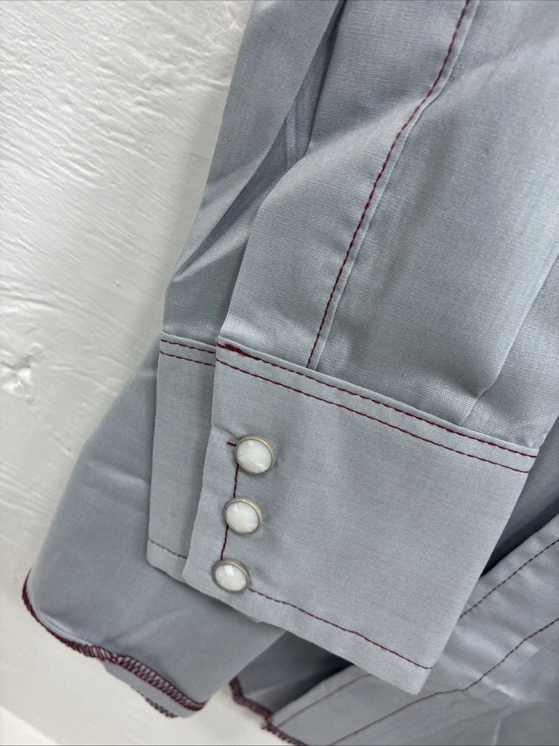 New Men’s Dee-Cee Gray Long Sleeve Pearl Snap 15.5 Medium O-24