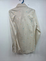 New Women’s Dickson Jenkins Yellow Printed Long Sleeve Pearl Snap Size 30 KK-12
