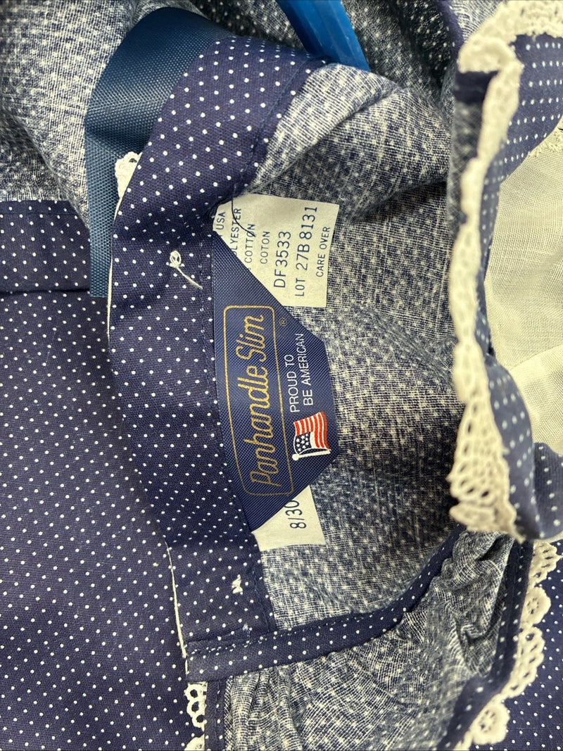 New Women’s Panhandle Slim Blue Design Long Sleeve Button Up Size 30 MM-90