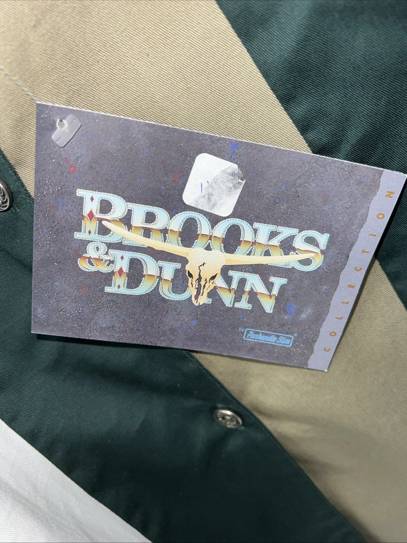 New Men’s Brooks&Dunn Green Short Sleeve Button Up Shirt Shoulder Pads. M S-37