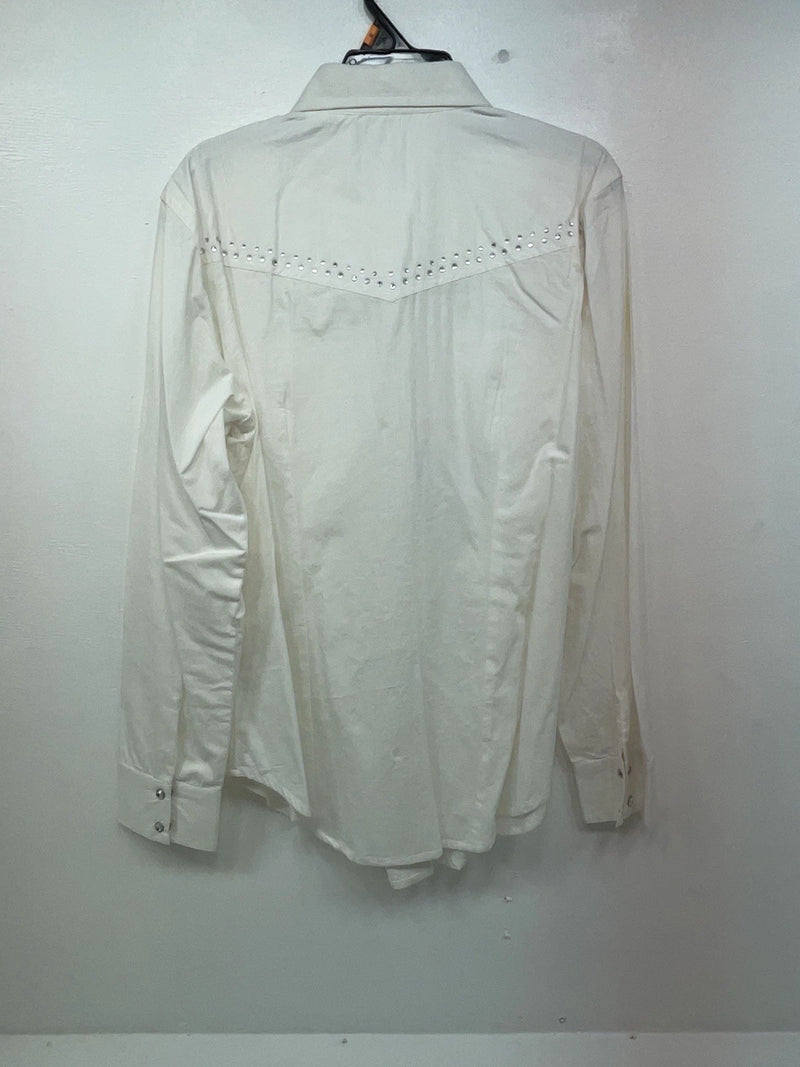New Women’s White Cumberland Outfitters Long Sleeve Button Up Shirt M 3B-39