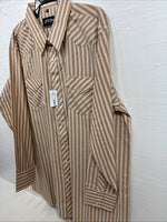 New Men’s White Horse Gold Black Stripe Long Sleeve Pearl Snap 2XL H-30
