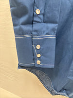 New Men’s Stockman Blue Long Sleeve Pearl Snap 15 X 33 Medium AA-3