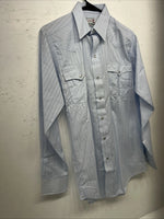 New Men’s Blue HbarC Ranchwear Pearl Snap Long Sleeve Shirt 15x33 M I-32