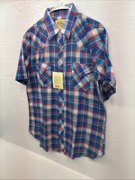 New Men’s ELY Cattleman Multicolor Plaid Short Sleeve Pearl Snap Large X-25