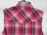 New Women’s Cumberland Pink Plaid Short Sleeve Pearl Snap Medium LL-48
