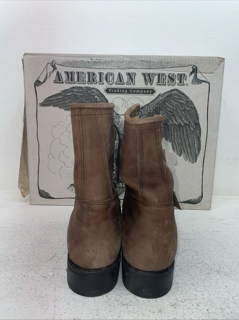 New Men’s Brown Lace Up American West Cowboy Boots. 6992 8.5 8 1/2 E W. 3-106
