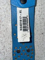 New Blue Genuine Leather Silver Bling XL Belt #N3431617 Z-30