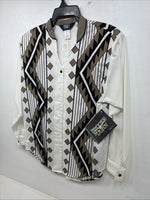 New Women’s Brooks & Dunn Tan Designed Long Sleeve Button Up XS MM-114