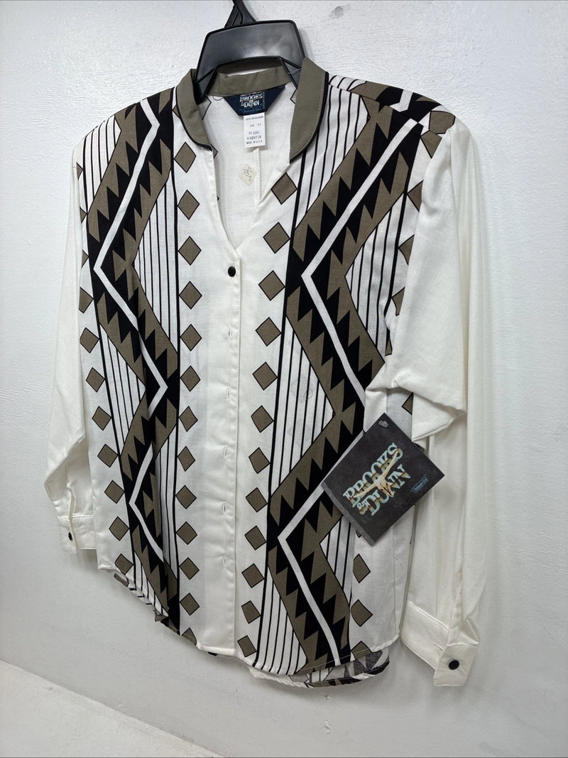 New Women’s Brooks & Dunn Tan Designed Long Sleeve Button Up XS MM-114
