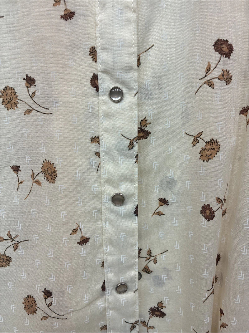 New Womens Panhandle Slim Yellow Floral Long Sleeve Pearl Snap Size 14 KK-9